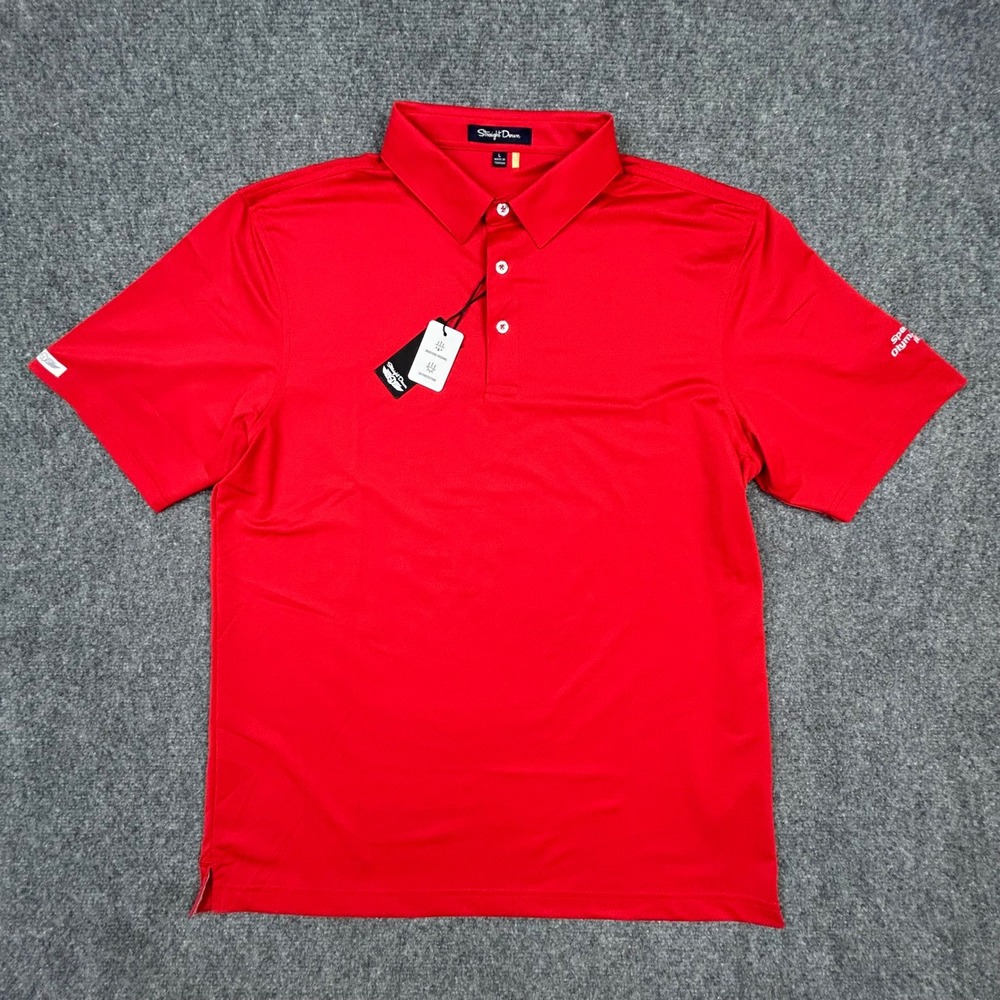 Straight Down Sullivan Polo Mens L Red Special Olympics Illinois Golf Stretch
